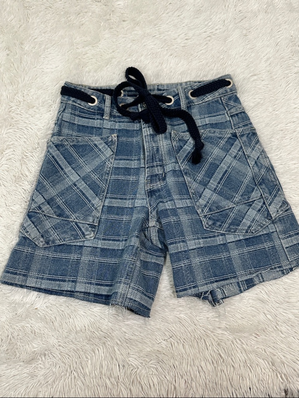 ❤️ NWT Bohme High Rise Denim Plaid Shorts